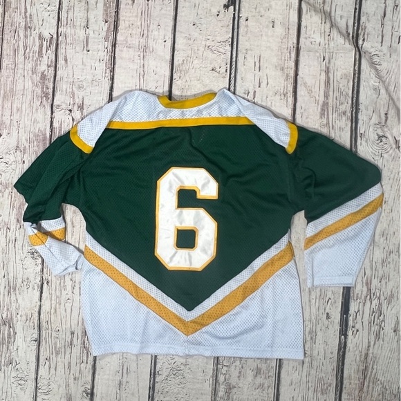 VTG Colts Horse Stitched USA Boys Kids Green and White Hockey Jersey - Picture 2 of 4